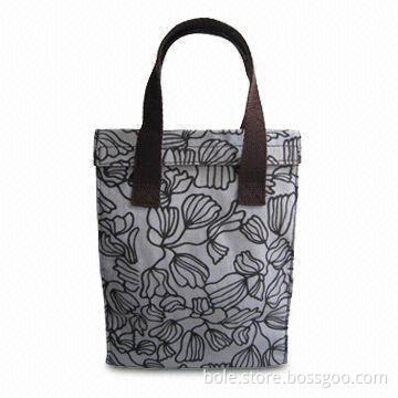 Cooler Bag, Made of Canvas in Full Flower Printed Design, Cotton Handle, Velcro Closure